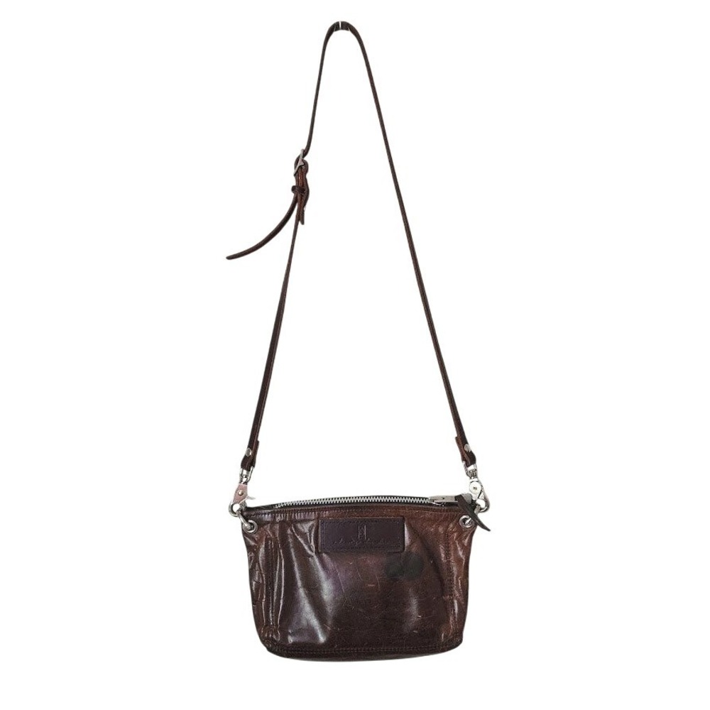 ALEXIS DRAKE Brown Leather Shoulder Bag Minimalist